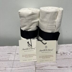 Hearth & Hand Magnolia Euro Sham Set of 2 Linen Cotton Blend White 26x26